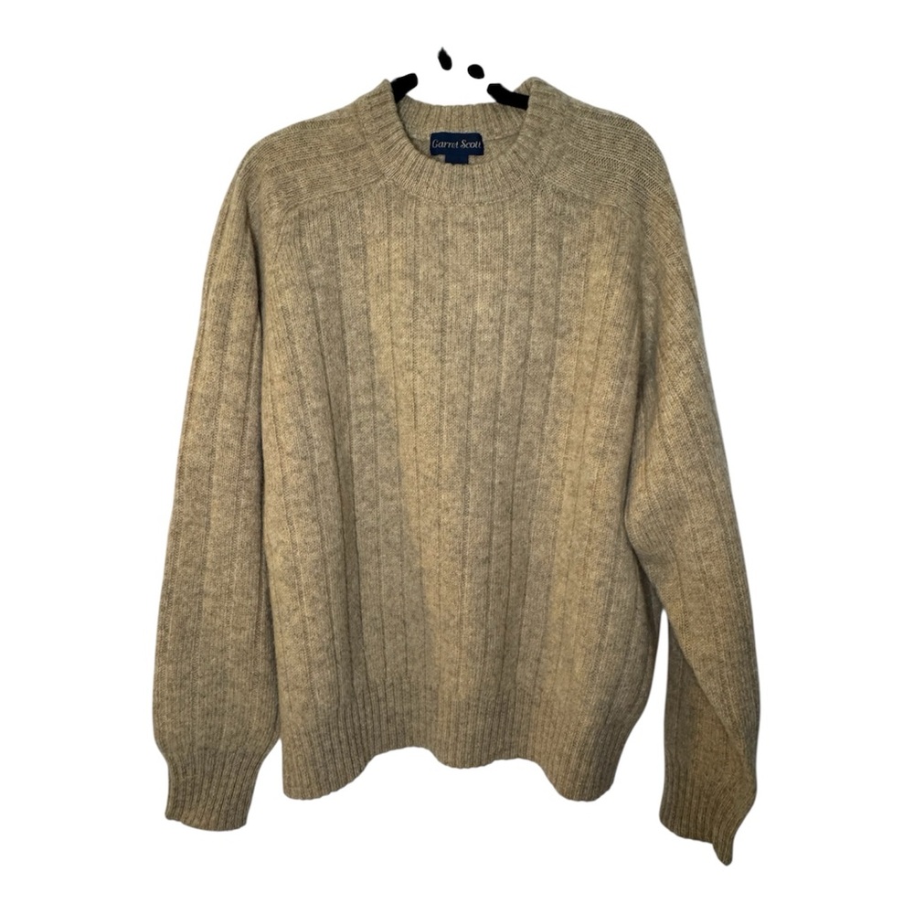 Men’s Classic Beige Wool Sweater by Garret Scott